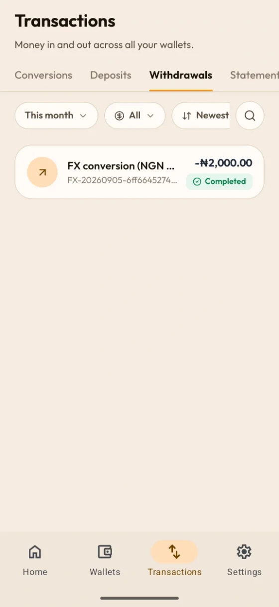 Cyphalet app — track your payment