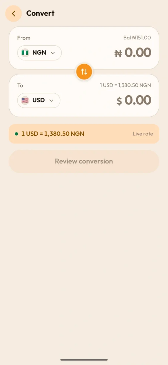Cyphalet app — convert to USD
